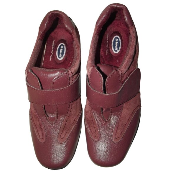 Dr Scholl's Shoes - Dr Scholls Shoes Womens 7M Burgundy Leather Suede Air-Pillow Insoles Hook-n-loop